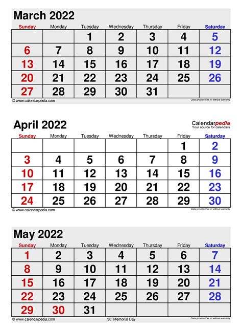 April May Printable Calendar 2022